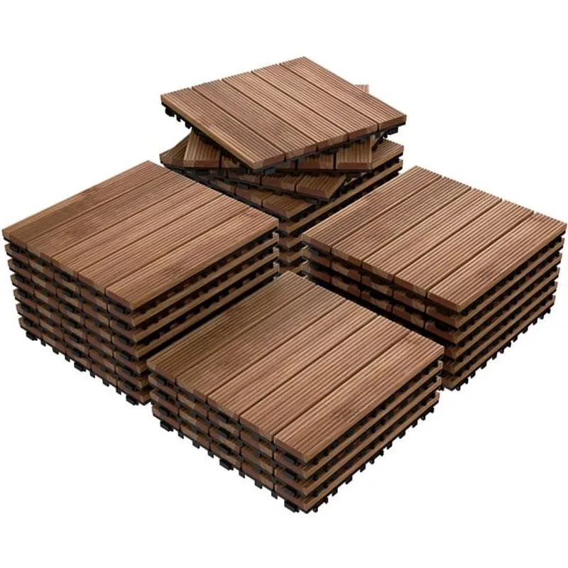 

All Weather Garden Tile, Indoor and Outdoor Wood Flooring 12" x 12" Patio Tile, 27 Count, Brown