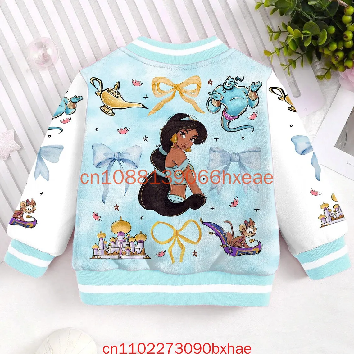

Disney Jasmine Aladdin Genie медальон кокетка с бантом детская и молодежная бейсбольная куртка с 3D принтом Хэллоуин мужские бейсбольные куртки