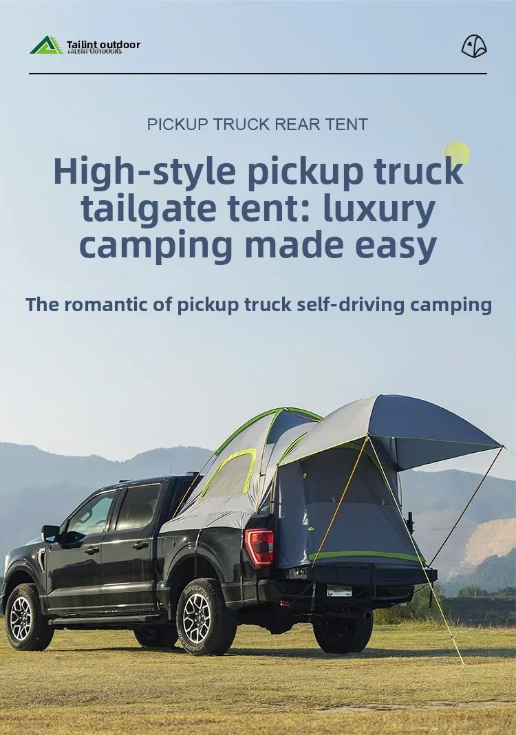 

Хвостовая палатка-пикап, двухслойная 2-местная портативная палатка-грузовик со съемным тентом, непромокаемая палатка для кемпинга, рыбалки и кемпинга