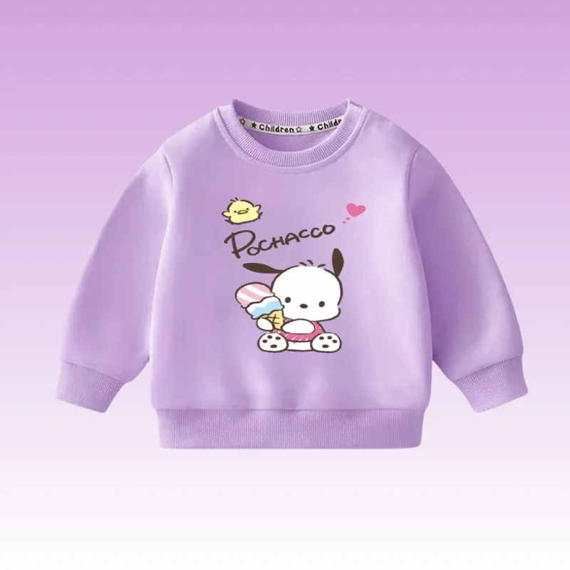 سانريو الخريف طفل الفتيات ملابس طفل الكرتون Pochacco مطبوعة بلوزات الأطفال لطيف البلوز كم طويل تي شيرت #2