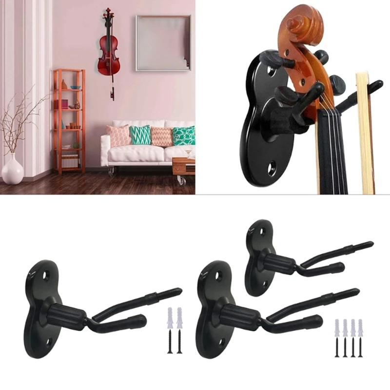 3Pcs Violin Wall Mount Hanger With Bow Hook Violin Stand For Violin And Viola Durable Easy Install