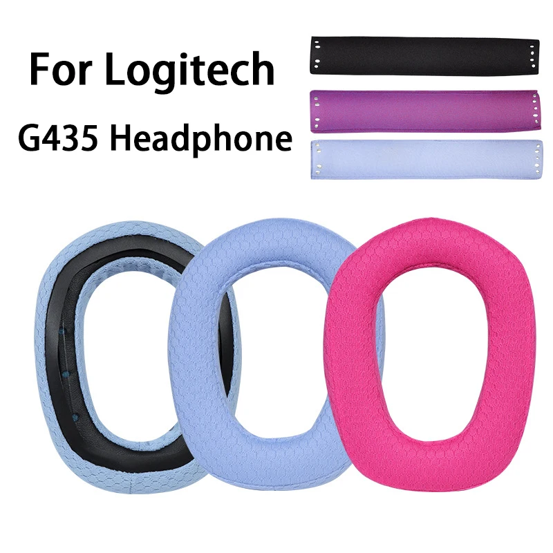 Replacement Sponge Ear pads Cushion Headband for Logitech G435 Headphones Earpads HeadBeam Soft Earmuff Sleeve Good Quality