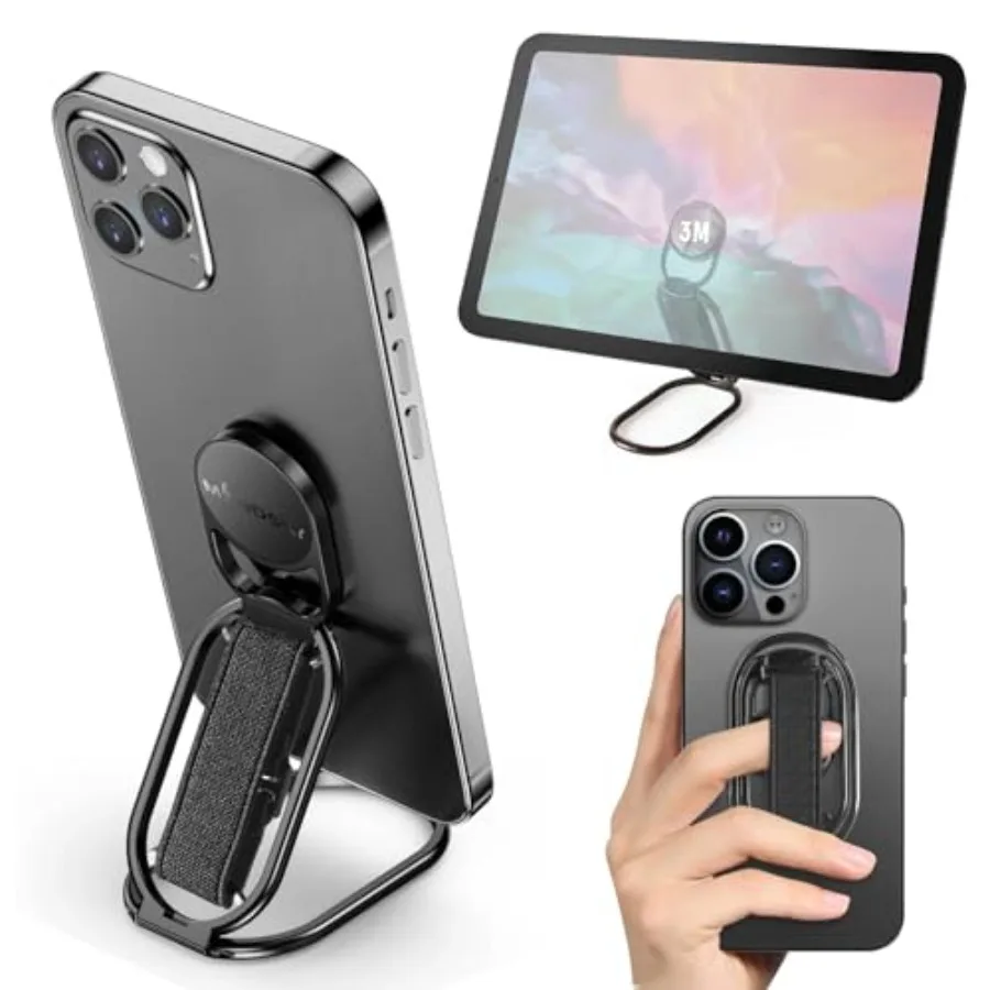 

[Новинка 2025 года] Ручка для телефона Mindsky для подставки, совместимая с петлей для пальцев, ремешок-держатель для телефона 3 в 1, для всех мобильных телефонов, черный