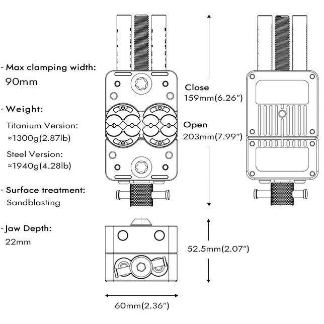 كماشة مصنوعة يدويًا من الفولاذ المقاوم للصدأ 304 بوصة واحدة مع سندان، وزخارف أدوات يدوية الصنع، وكماشة قطع حديد