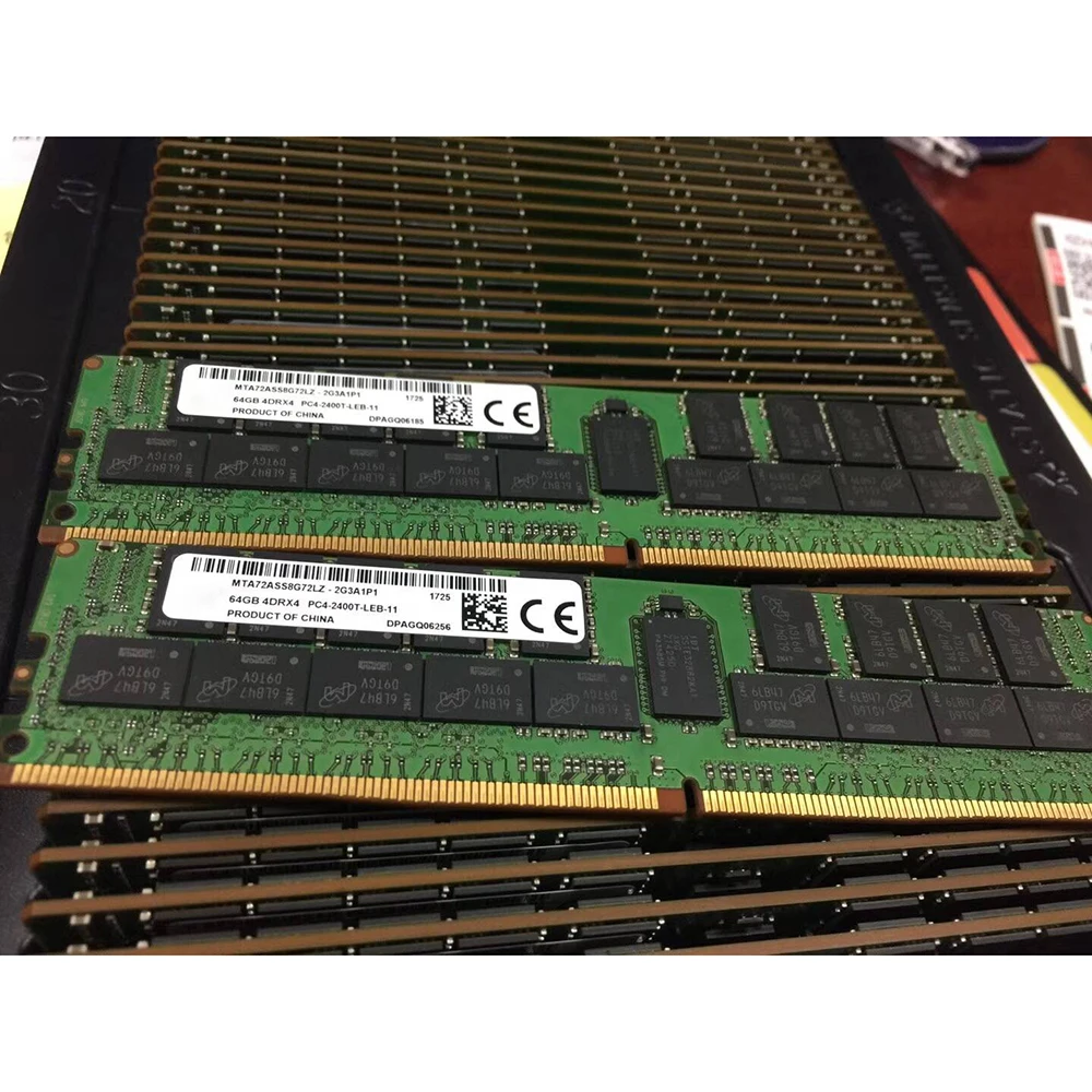 1 قطعة ل MT RAM 64GB 64G DDR4 2400 4DRX4 ECC REG LRDIMM MTA72ASS8G72LZ-2G3A الذاكرة عالية الجودة سريع السفينة