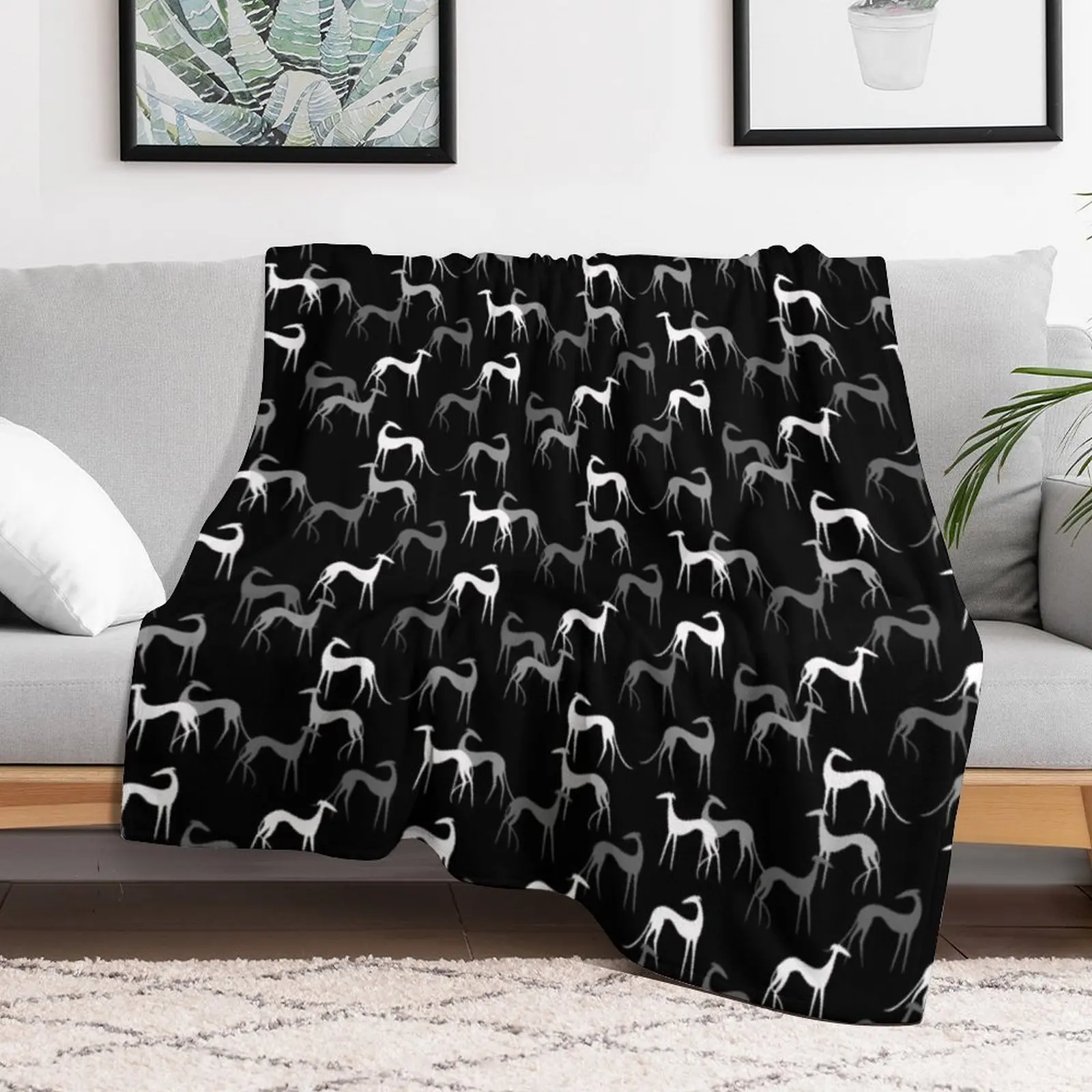 Sighthounds in black Throw Blanket warm for winter Furry Blankets