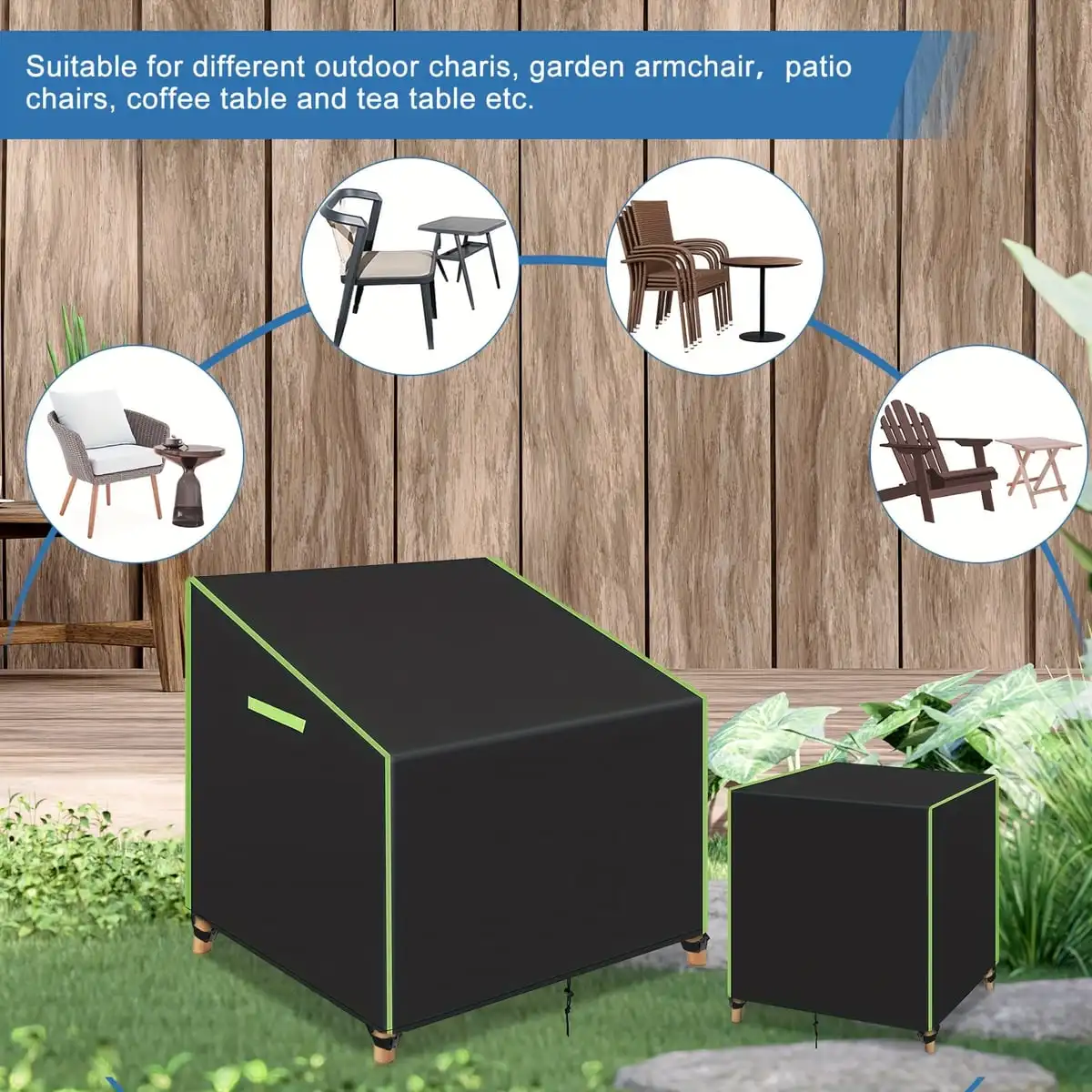 3 Pack Outdoor Patio Chair Covers Waterproof Garden Armchair Side Table Cover UV Resistant All Weather Patio Furniture Protectiv