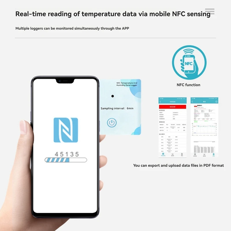 N75R-NFC Wireless Data Recorder 180 Days Data Logger LCD Indicator 500,000 Groups For Chemical NFC