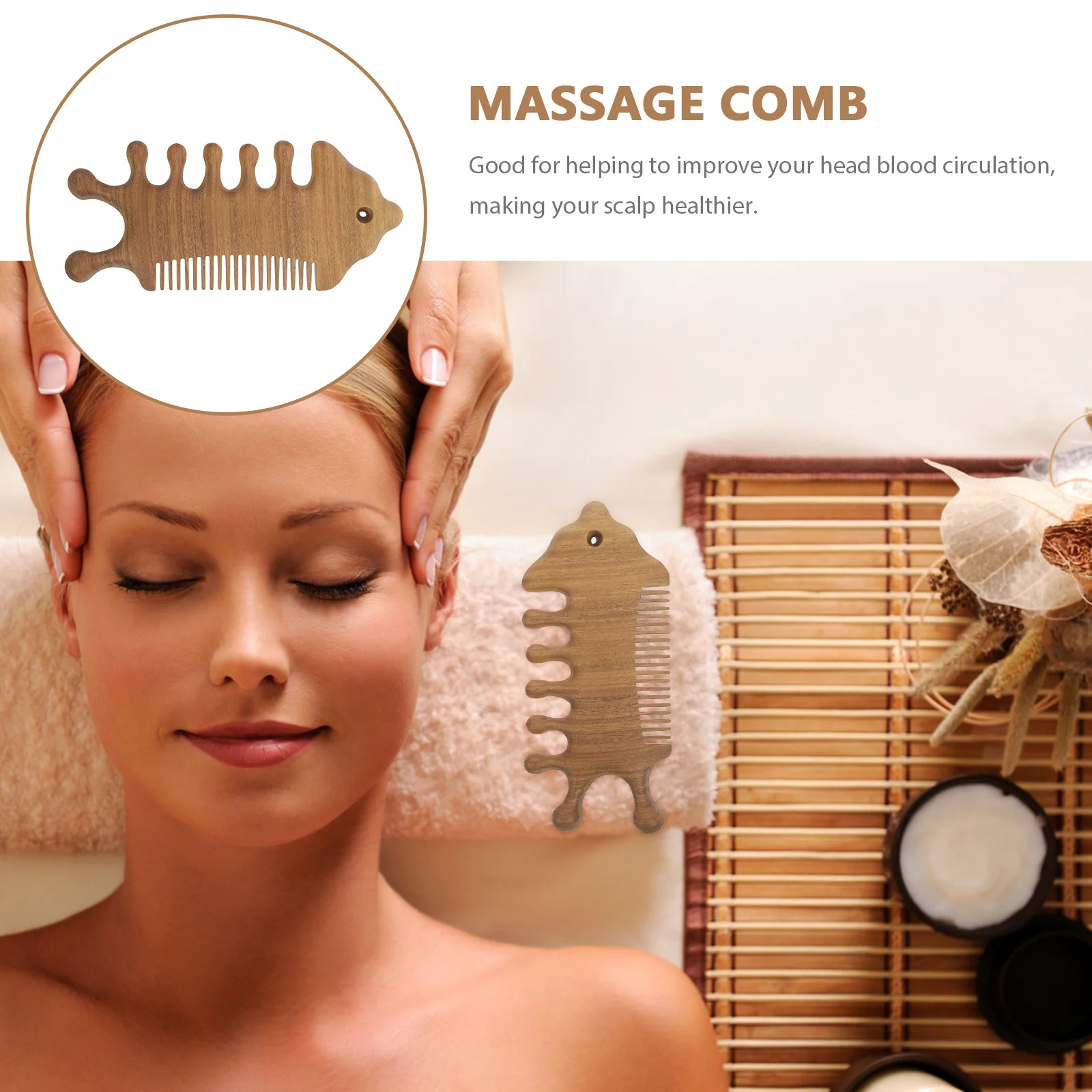 

Зеленая деревянная массажная расческа для кровообращения кожи головы, гладкие длинные густые волосы, деревянная расческа с широкими зубьями, удобная
