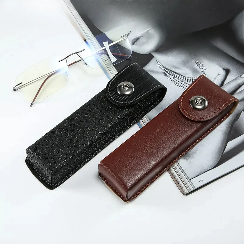 Classic Leather Presbyopic Sunglasses Case Women Elegant Leather Glasses Box Suitable for Narrower Glasses  Eye Contacts Case