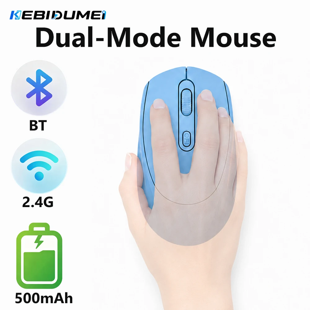KEBIDUMEI Wireless Silent Mouse Rechargeable Bluetooth Mouse 1600DPI Dual Mode Office Mice Ergonomics Mice Computer Accessories