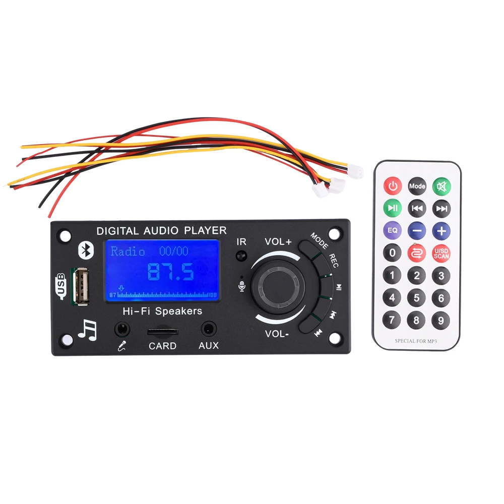 DC 12V Bluetooth 5.0 MP3 Decoder Board LCD Amplifier Wireless Car Music Mp3 Player Handsfree Call Recording Module FM Radio