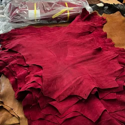The velvet feels delicate! top layer cashmere Genuine leather material Burgundy suede cashmere 1.0mThin and soft feel