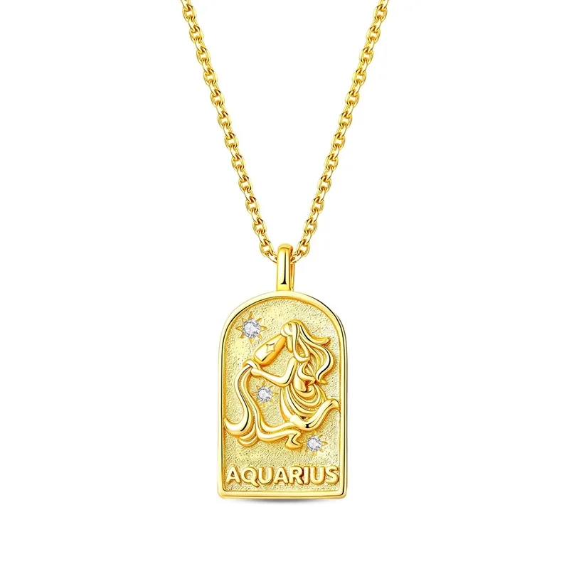

New 925 Sterling Silver Aquarius Pendant Necklace Sparkling Zircon Necklace For Women Fashion Anniversary Birthday Jewelry Gift