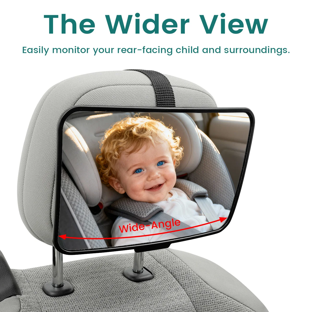 Wide Angle Shatterproof Baby Car Mirror, Rear Facing Infant Safety Monitor with Quick Release Buckle, Universal Fit
