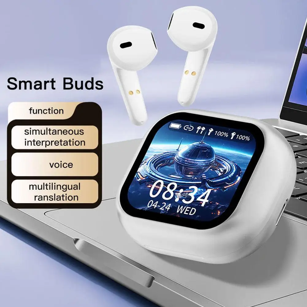 سماعة لاسلكية تعمل بالبلوتوث AI الترجمة المتزامنة سماعات أذن ثنائية الاتجاه لغة مترجم الوقت الحقيقي I8I1