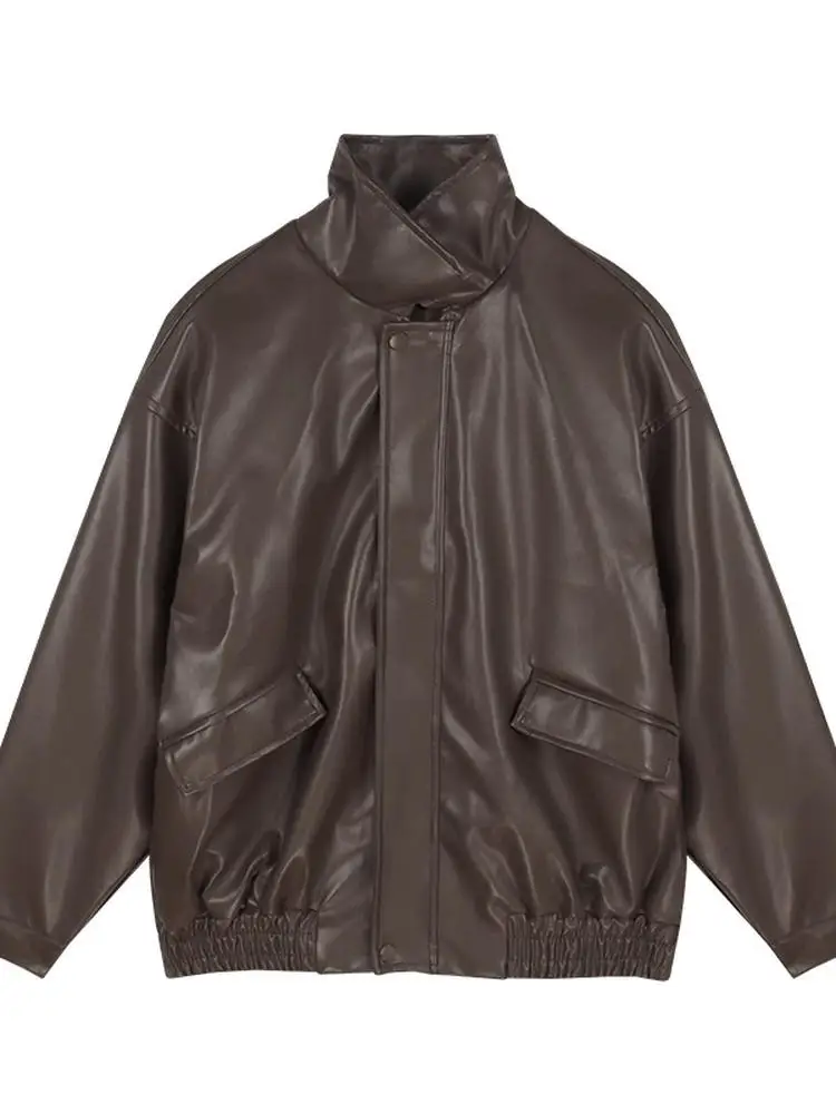 スイートクールスレアメリカンレトロPUレザーJaetレディースロングSveオートバイJaet春秋新ファイオントレンド