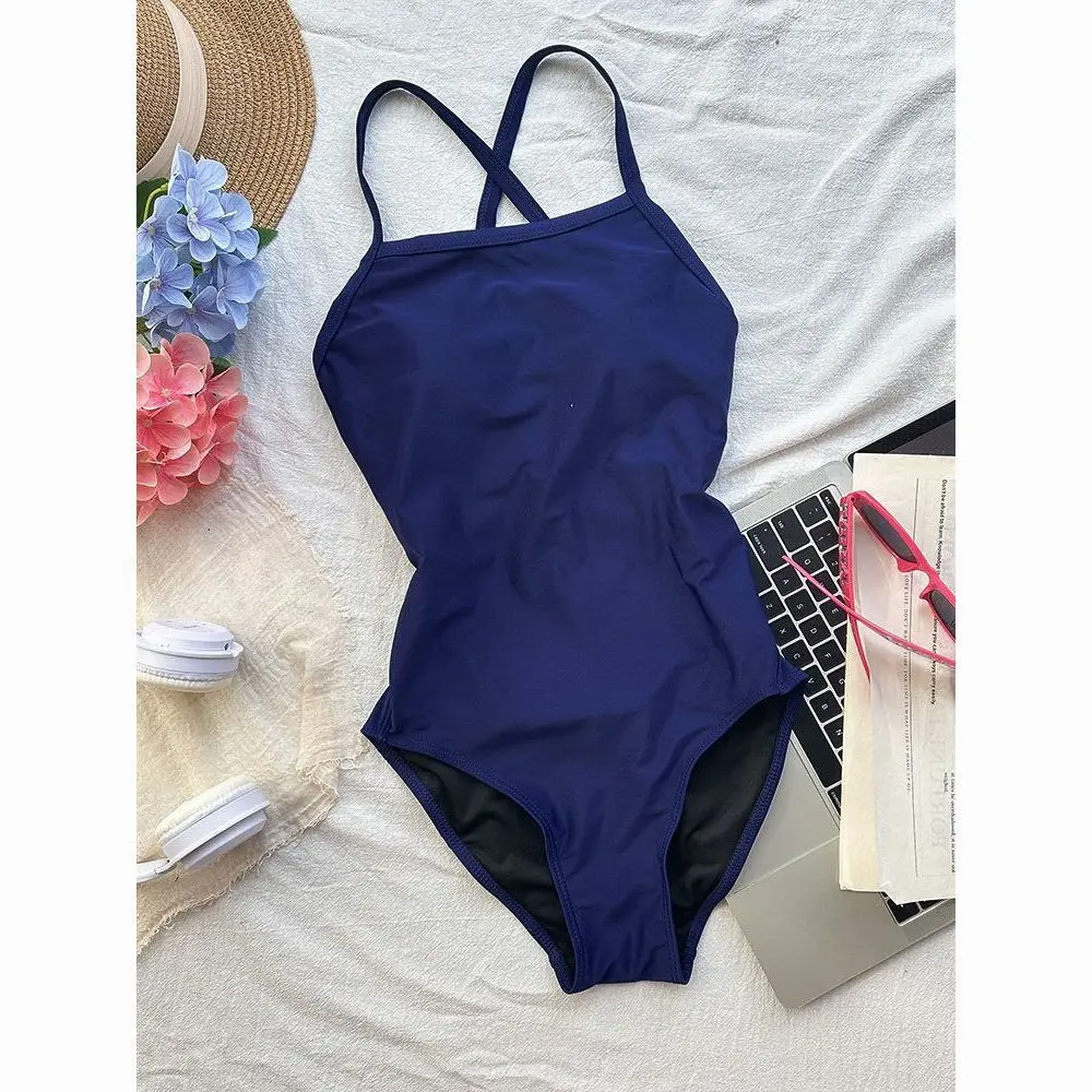 New 2026 Women's One-Piece Swimsuit Speed Suit Quick Dry  Low Cut Removable Chest Pad Professional Style Swimwear