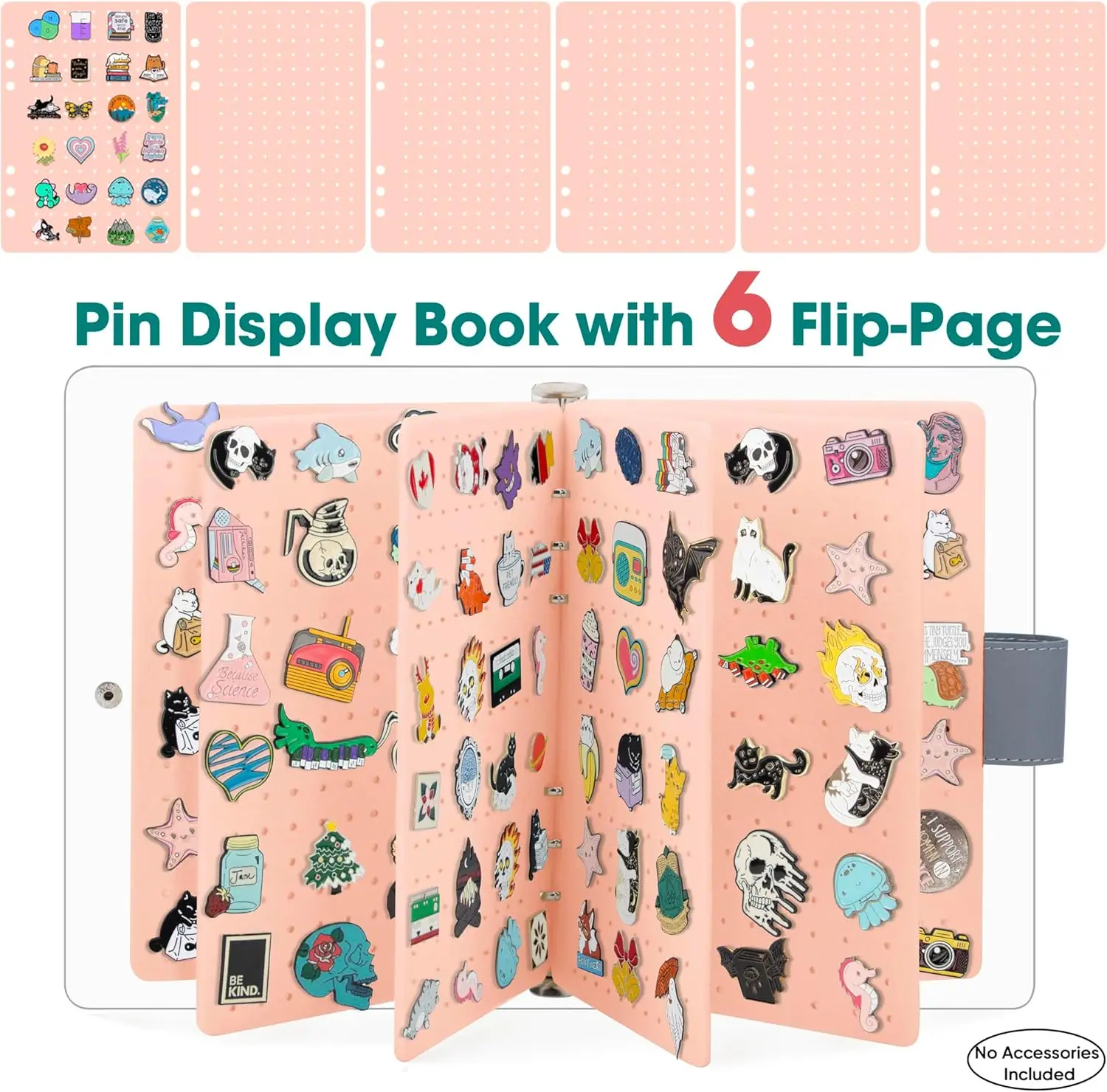 A5 Enamel Pin Display Book (6 Pages), Portable Pin Display Binder For Brooch Collectors, Pins Collection Storage Organizer Book