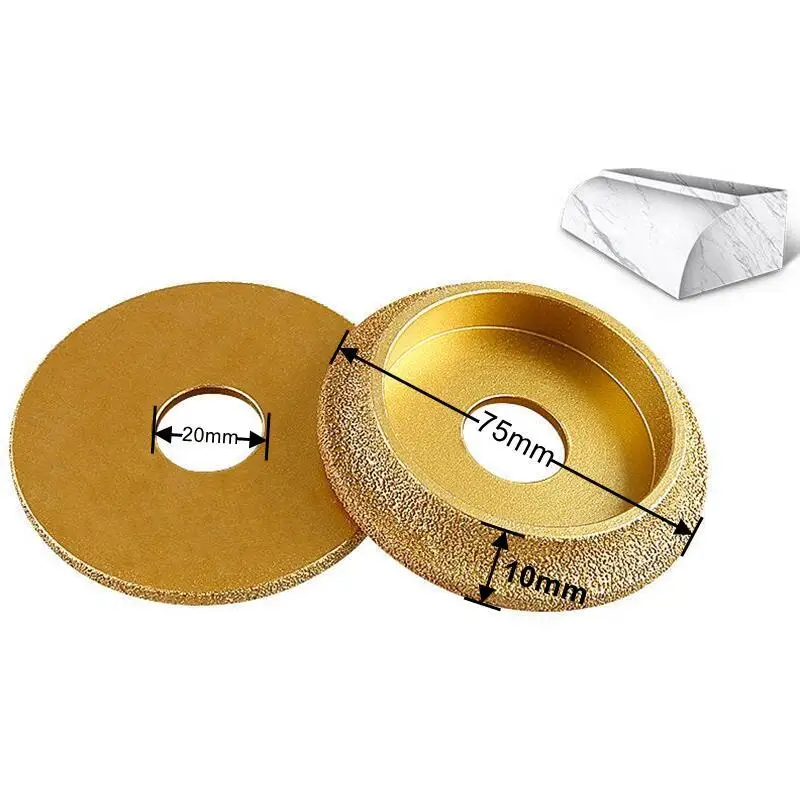 1PC Dia 3Inch 75mm Diamond Grinding Wheel French Edge Abrasive Brazing Grinding Disc for Stone Marble Ceramic Grinding Sheet