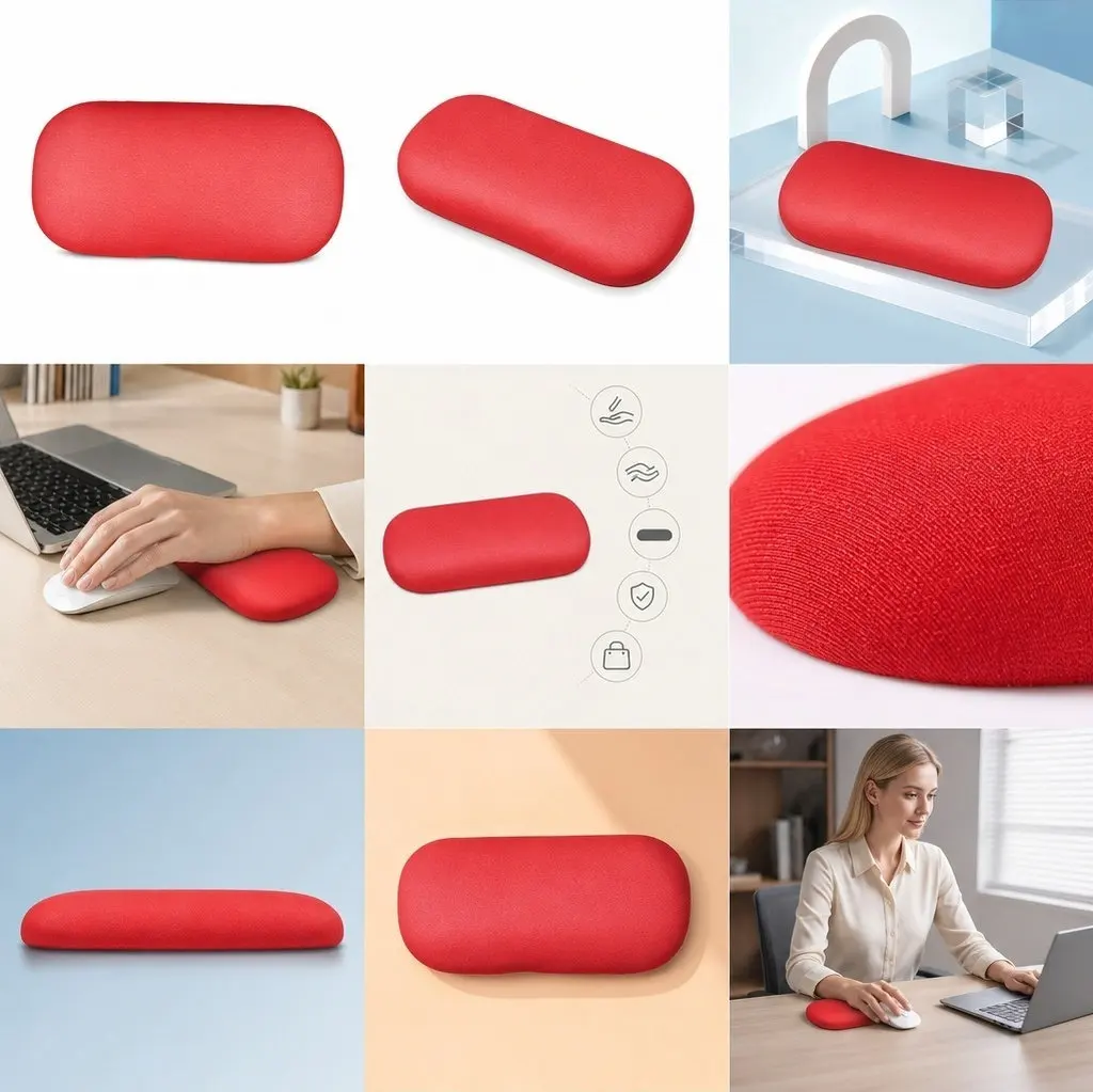 PU Silicone Ergonomic Mouse Wrist Rest Red Comfortable Desk Computer Use Gaming Office Support Cushion Pillow Laptop Desk Mat