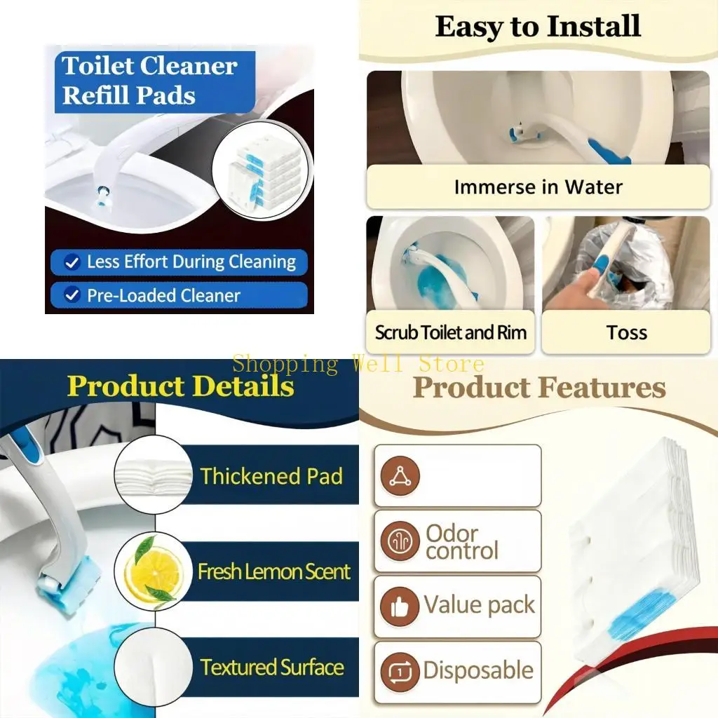 KX4B 72pcs Disposable Toilet Cleaning Brush Heads Soluble Flushable For Most Handle