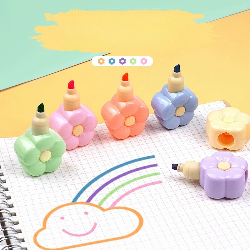 Creative Splicing Highlighter Cartoon Cat Claw/flower/octopus/love/bear Children's Hand Account Color Marker