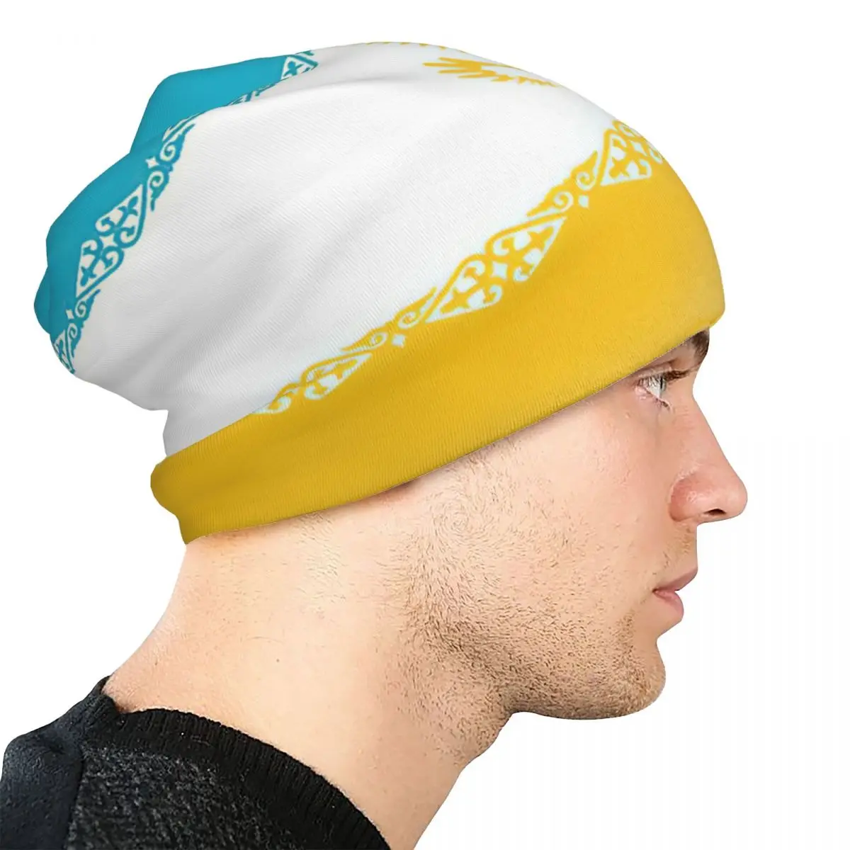 للجنسين كازاخستان العلم بونيه قبعة ، القوطي الشارع Skullies بيني ، القبعات الدافئة ، قبعات ذات الاستخدام المزدوج #4