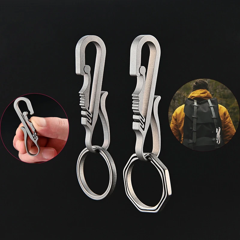 1PCS Titanium Alloy Keychain Tiranium Buckle Key Ring Titanium Buckles EDC Outdoor Tool Father's Day Gift Car Accessories