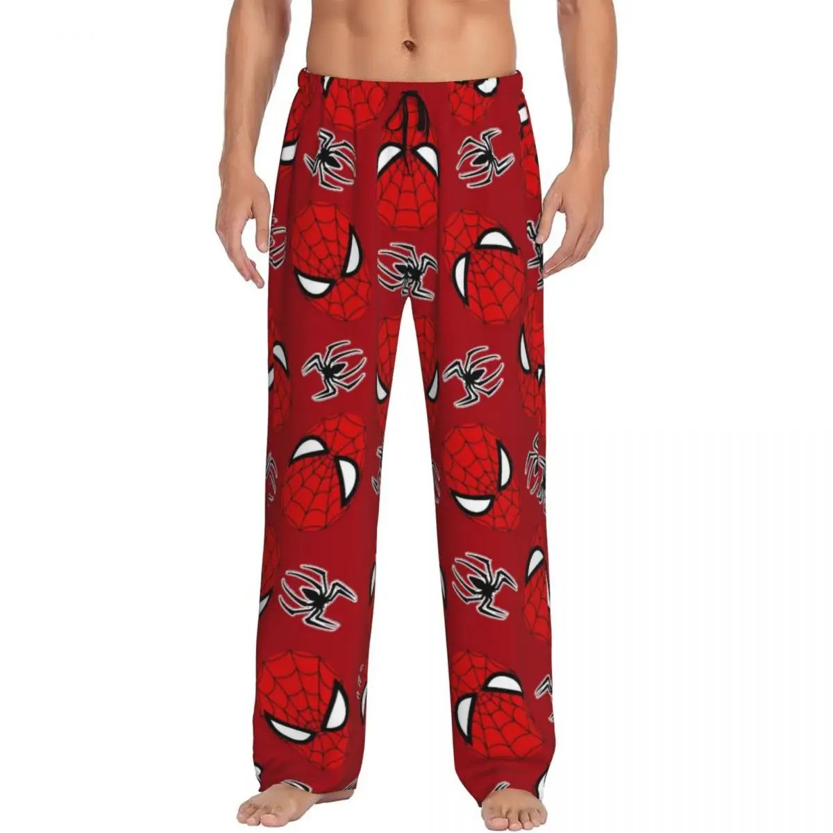 

Custom Printed Spider Man Cartoon Animated Superhero Pajama Pants for Men Sleep Sleepwear Bottoms with Pockets