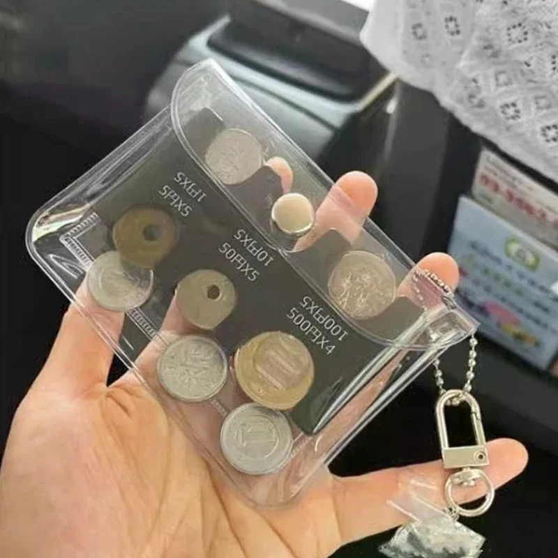 Colourful Transparent Coin Clip Organizer Small Wallet Loss Prevention Clip Japanese Currency Sorting Travel Portable Card Case