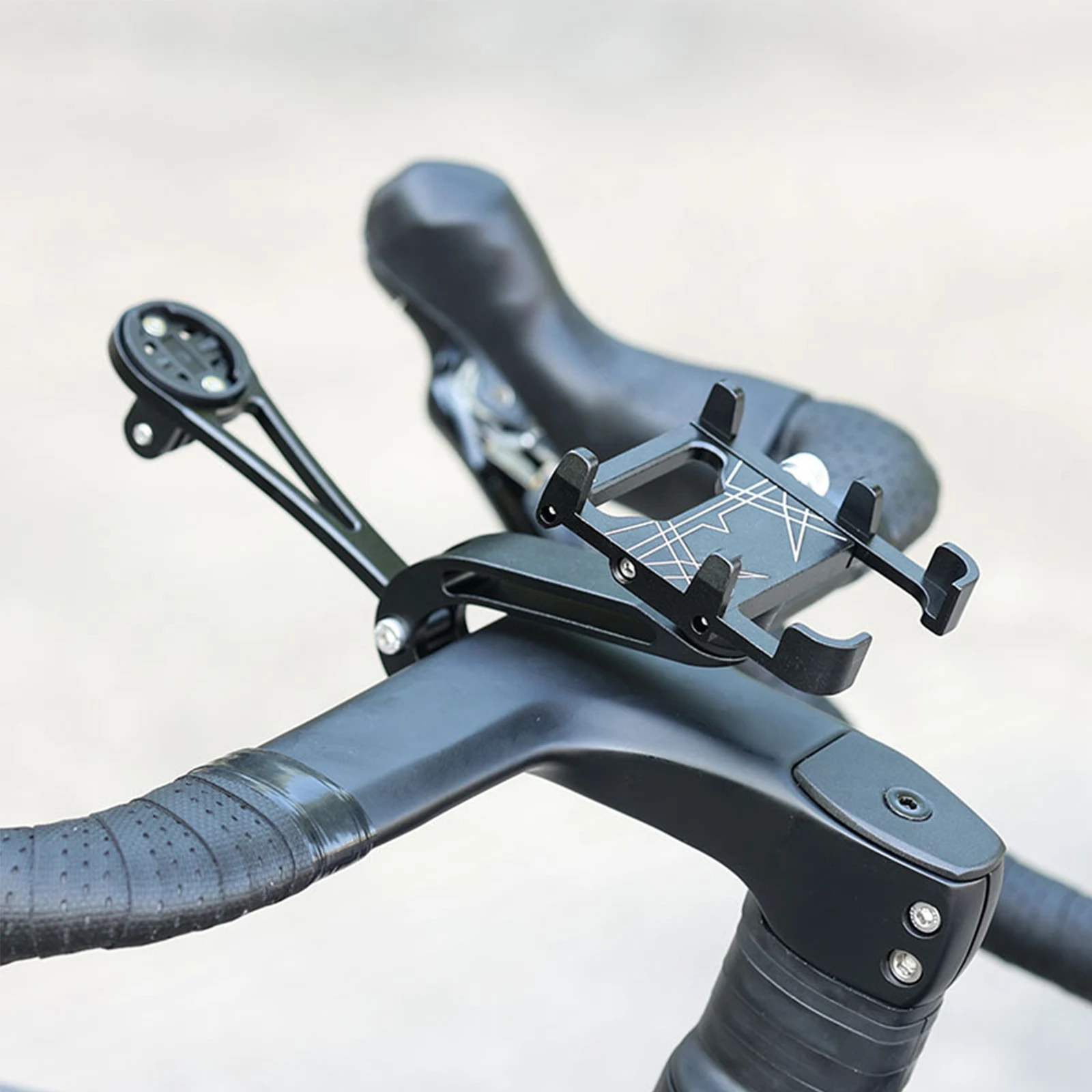 Alloy Bicycle Handlebar Mount For Phone And Light, Compatible With For Garmin Devices, Black Bike Computer Bracket Extension