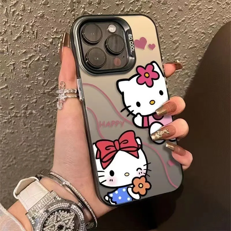 Kawaii Sanrio HelloKitty Phone Case Anime Cartoon Printing Studded Bow IPhone 16 15pro14Promax Student Accessory Christmas Gift