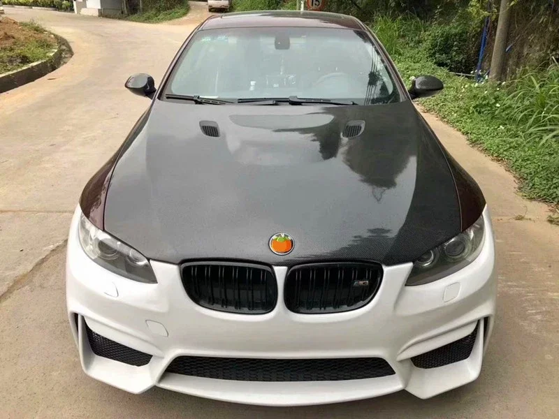 

For BMW 3 Series E90 E92 E93 2005-2009 Real Carbon Fiber Front Bumper Engine Hood Bonnet Body Kit