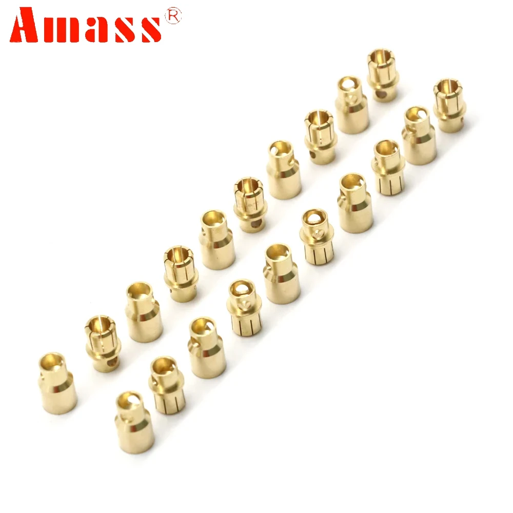 Amass-Banhado a ouro Banana Plug para RC Car, caminhão, Drone Parts, alta corrente, cobre, fêmea, macho, Motor ESC, DIY, 8,0mm, 180A, 5 pares por lote