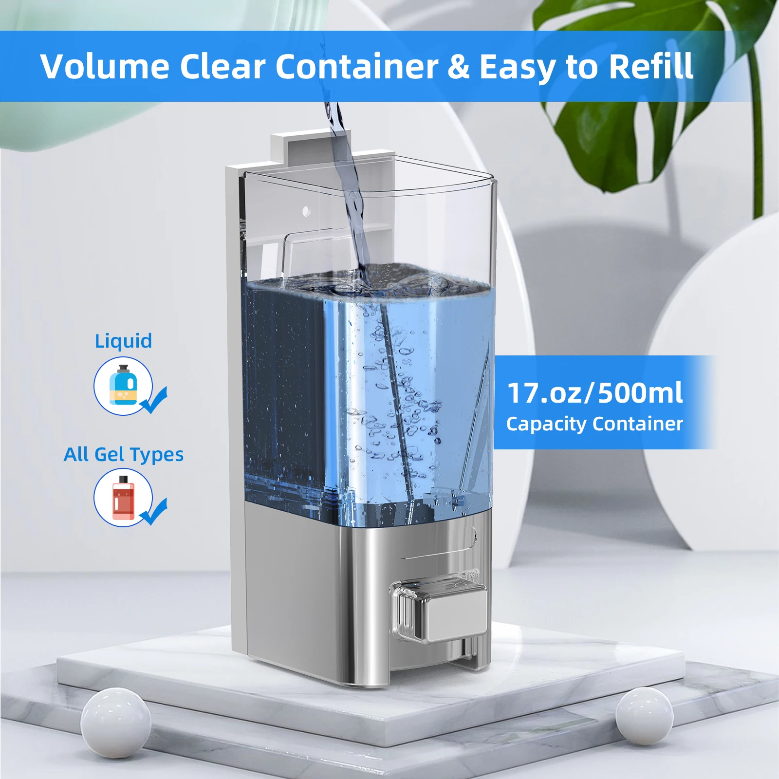 

SVAVO дозатор мыла-лосьона настенный ручной дозатор жидкости многоразового дозатора мыла для кухни, ванной комнаты, туалета 500 мл