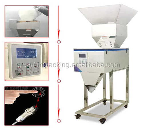 100-5000g Vibration Coffee Bean  Bag Sachet Powder Pouch Semi Automatic Packing Weighing Filling Machine