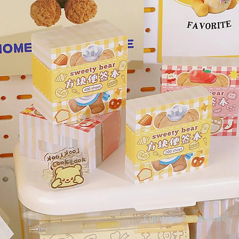 200/400Sheets Cartoon Cute Bear Message Notes Paper Kawaii Weekly Planner Notepad Mini Portable Notebooks Office Supplies