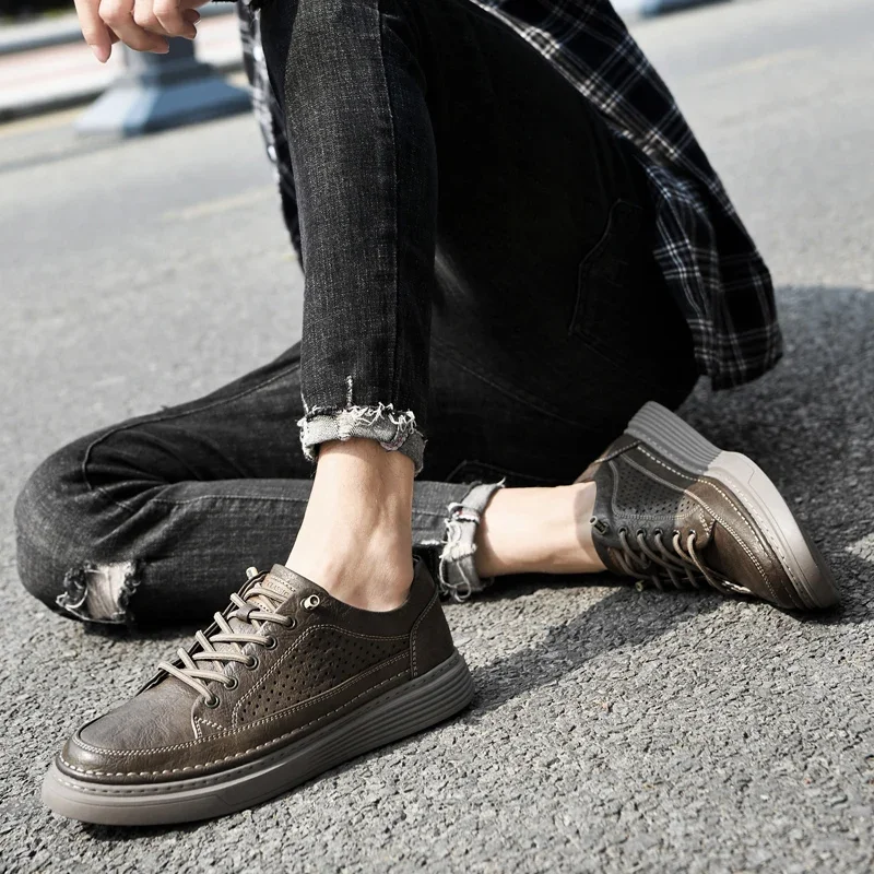 

Men Handmade Leather Shoe Casual Shoe Walking Genuine Leather Oxford Shoes Breathable Outdoor Sneakers