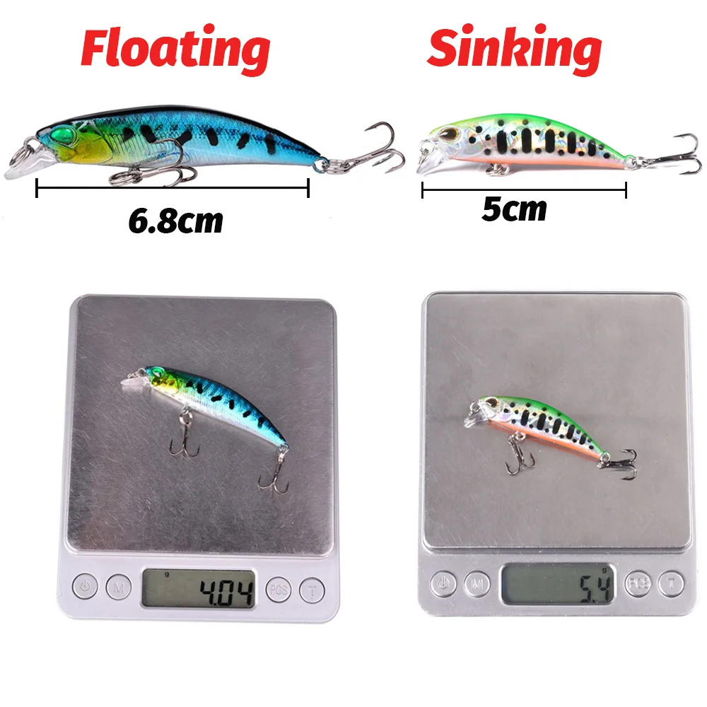 5 PCS Lure Kit Sinking Minnow Trout Artificial Bait Crank Bait Bass Hook Wobbler Fishing Tackle Box Gear Pesca Floating Jerkbait