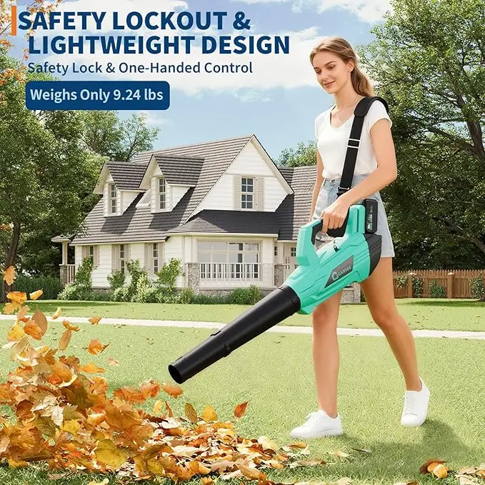 20V Leaf Blower Cordless Electric Leaf Blower Battery Powered, Blower Wet Leaf & 3-Speed with Charger,Leaf Blowers for Lawn Care, Blowing Leaves, Patio, Dust