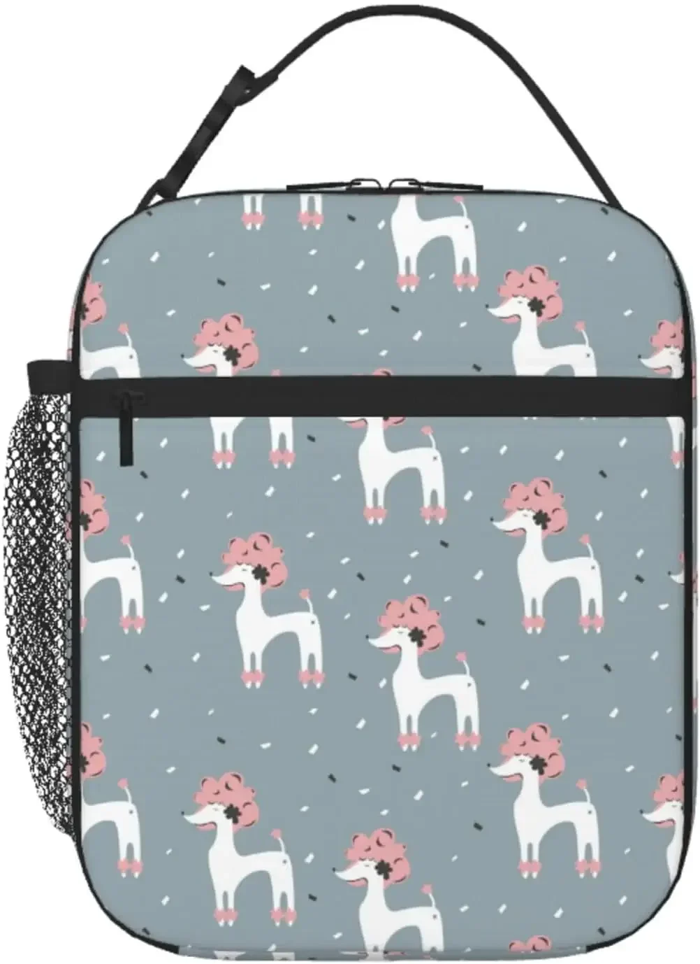 

Lunch Box for Men Women Lunch Bag for Men Stylish InsulatedCute Poodle Dog Funny Gray Insulated Small Lunch Box for Women Adults