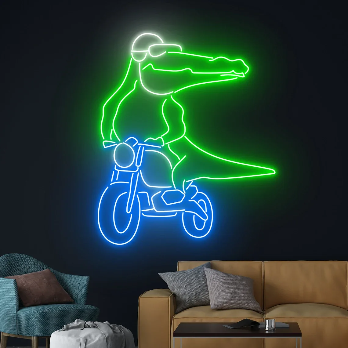 Crocodile Neon Sign Crocodile Motorbike Neon Sign Motorsport Racer Neon Sport Room Wall Decor Game Room Decor