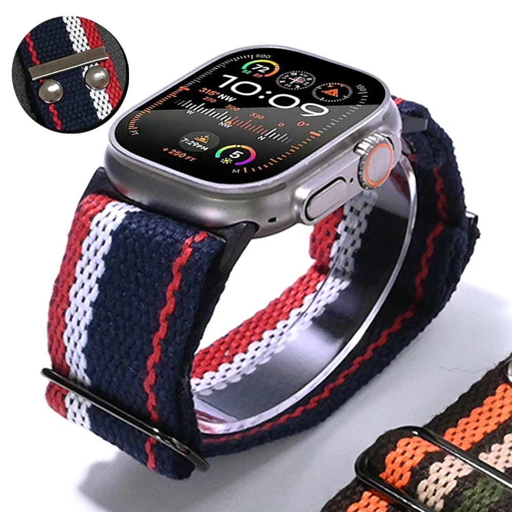 Nylon Strap For Apple Watch Ultra 2 Band 49mm 42 45mm 44mm Braided Loop Bracelet Correa for iwatch Series 9 7 se 6 8 5 4 3 ultra