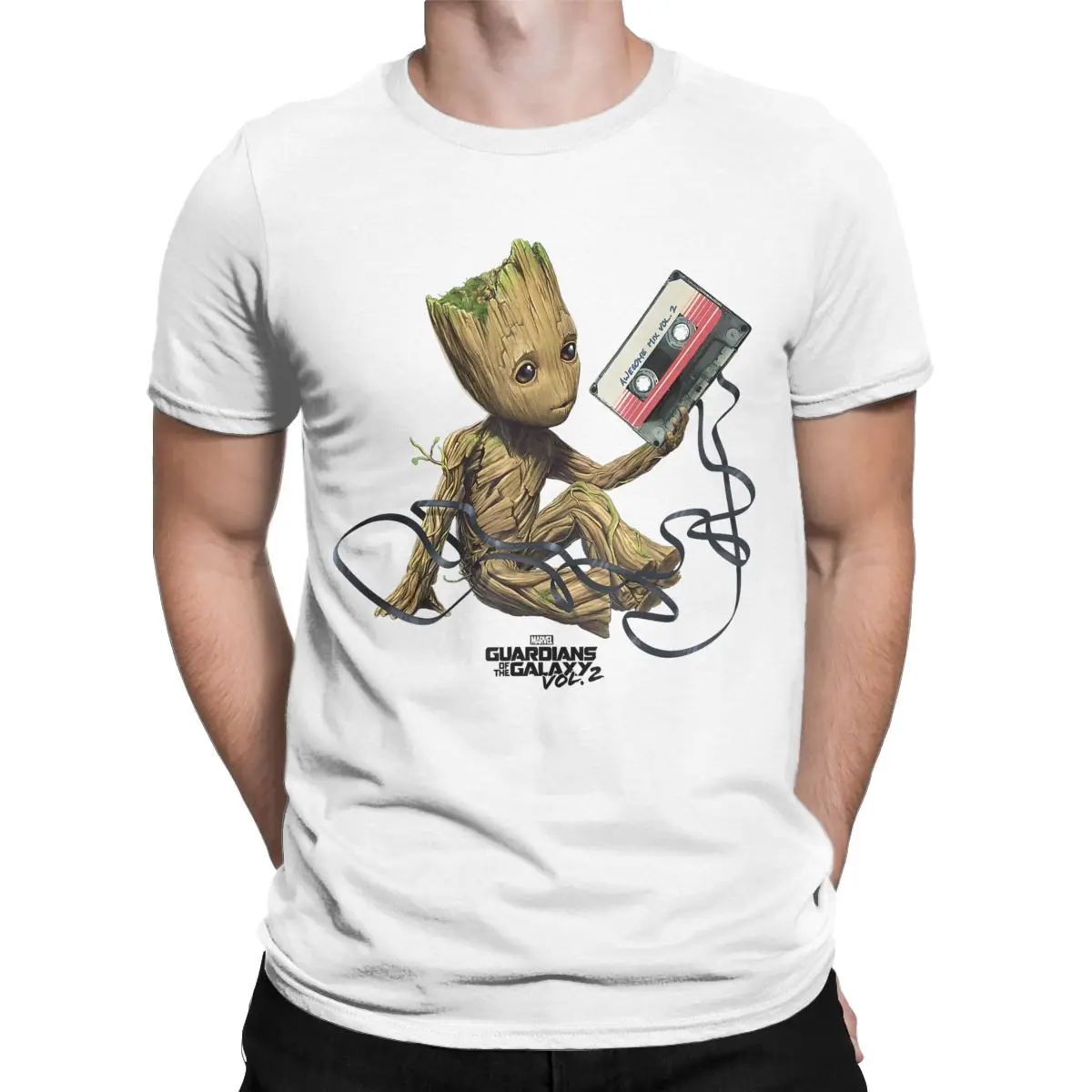 Men Guardians Of The Galaxy Vol. 2 T Shirts Groot Tape Pure Cotton merch Creative Short Sleeve O Neck Tees New T-Shirts