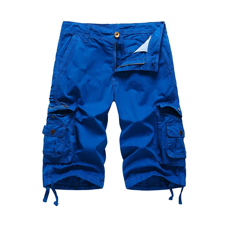 

Свободные повседневные мужские шорты с несколькими карманами, большие размеры, шорты-карго среднего размера с пятью точками