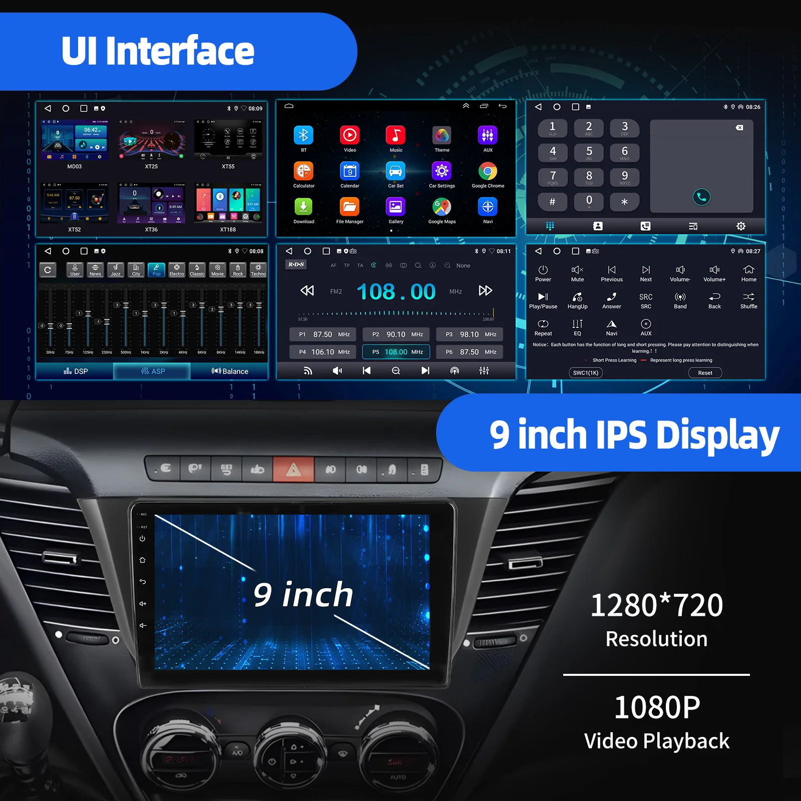 ESSGOO 9 "2DIN راديو ستيريو للسيارة أندرويد 14 لاسلكي Carplay أندرويد أوتو لـ Iveco Daily 2014-21 BT FM GPS Nav Wifi Mirror Link
