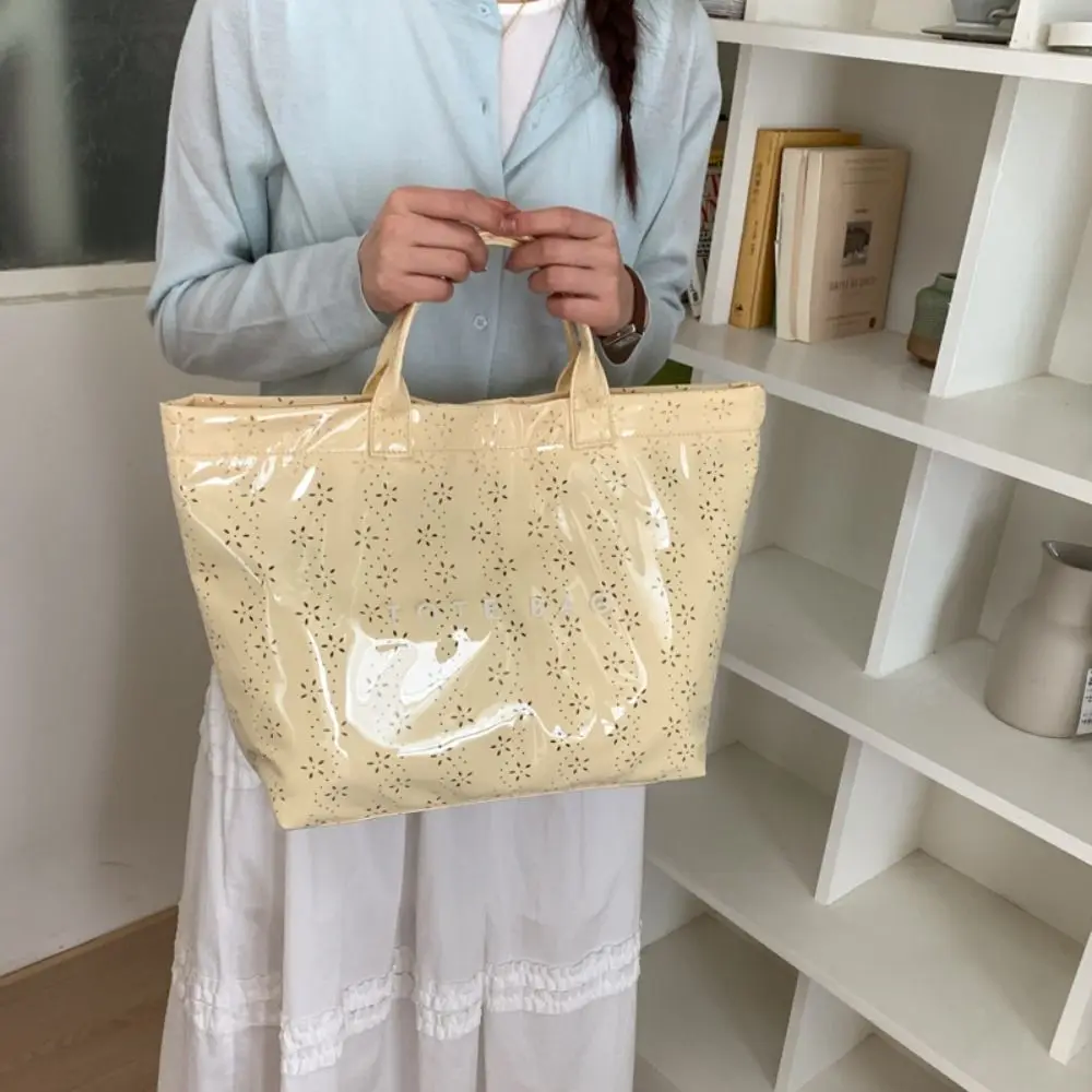 

Waterproof Transparent Jelly Bag Letter Print Hollow Out Letter Prints Handbags Large Capacity Shoulder Bag Beach Bag Outdoor