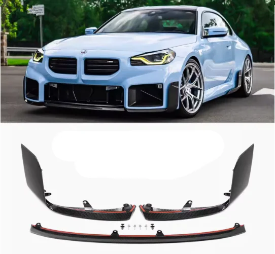 For BMW G87 M2 2Door 2023 2024 Real Dry Carbon Fiber Car Front Bumper Splitters Lip Spoiler