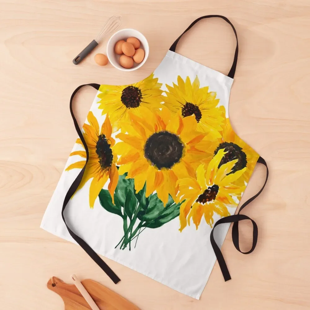 

Painted sunflower bouquet Apron For Women For Hairdresser Kitchens Woman man chef uniform Apron